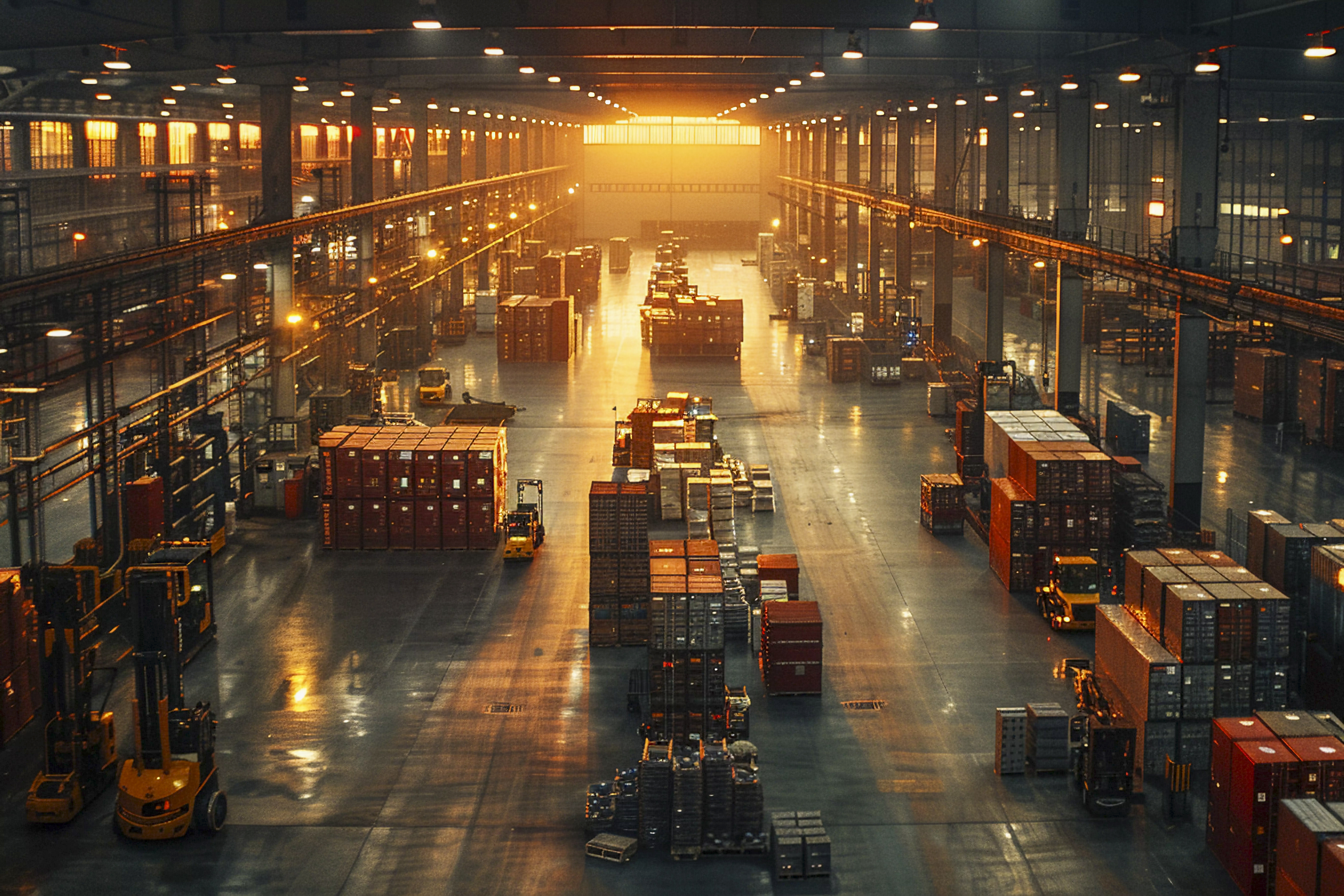 photorealistic scene with warehouse logistics operations